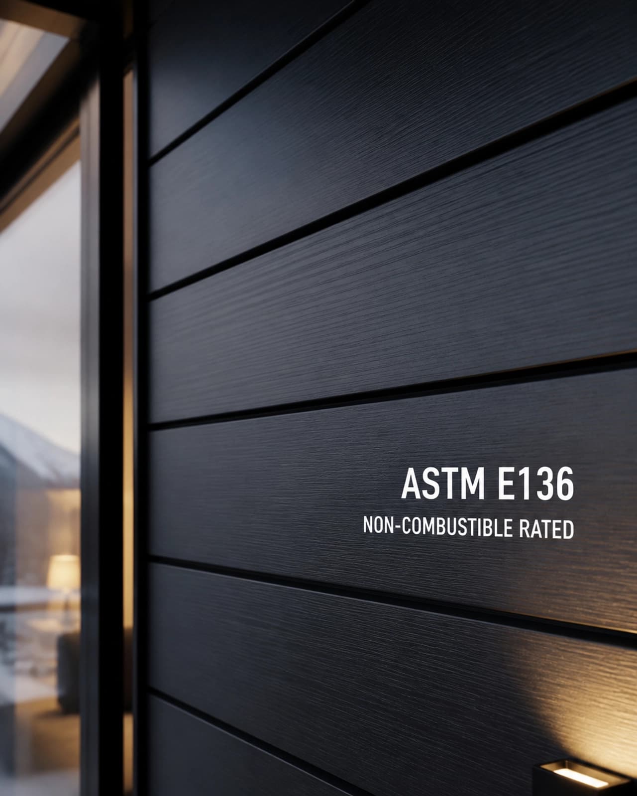 Aluminum cladding panel showing ASTM E136 non-combustible rating