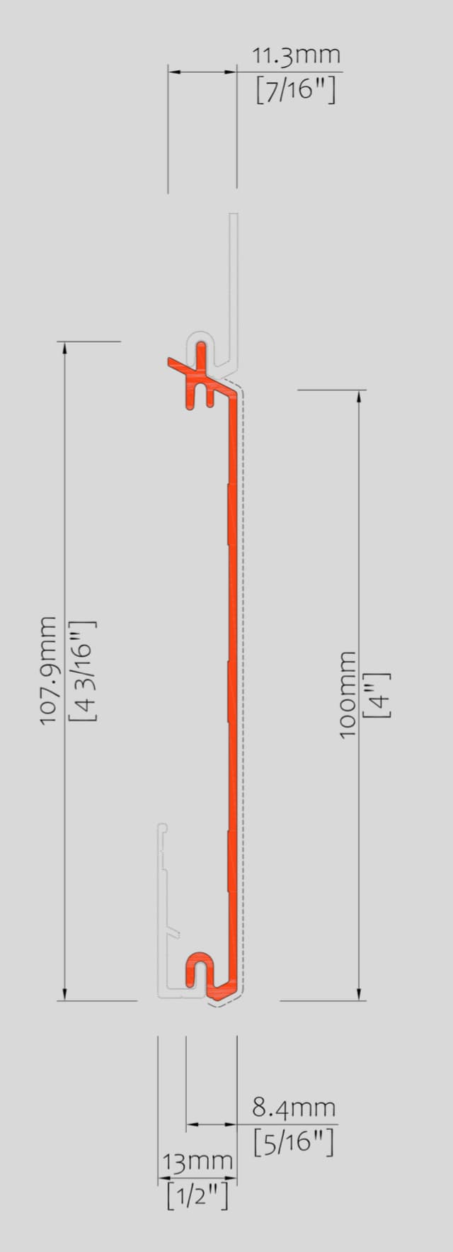 4" channel cross-section drawing
