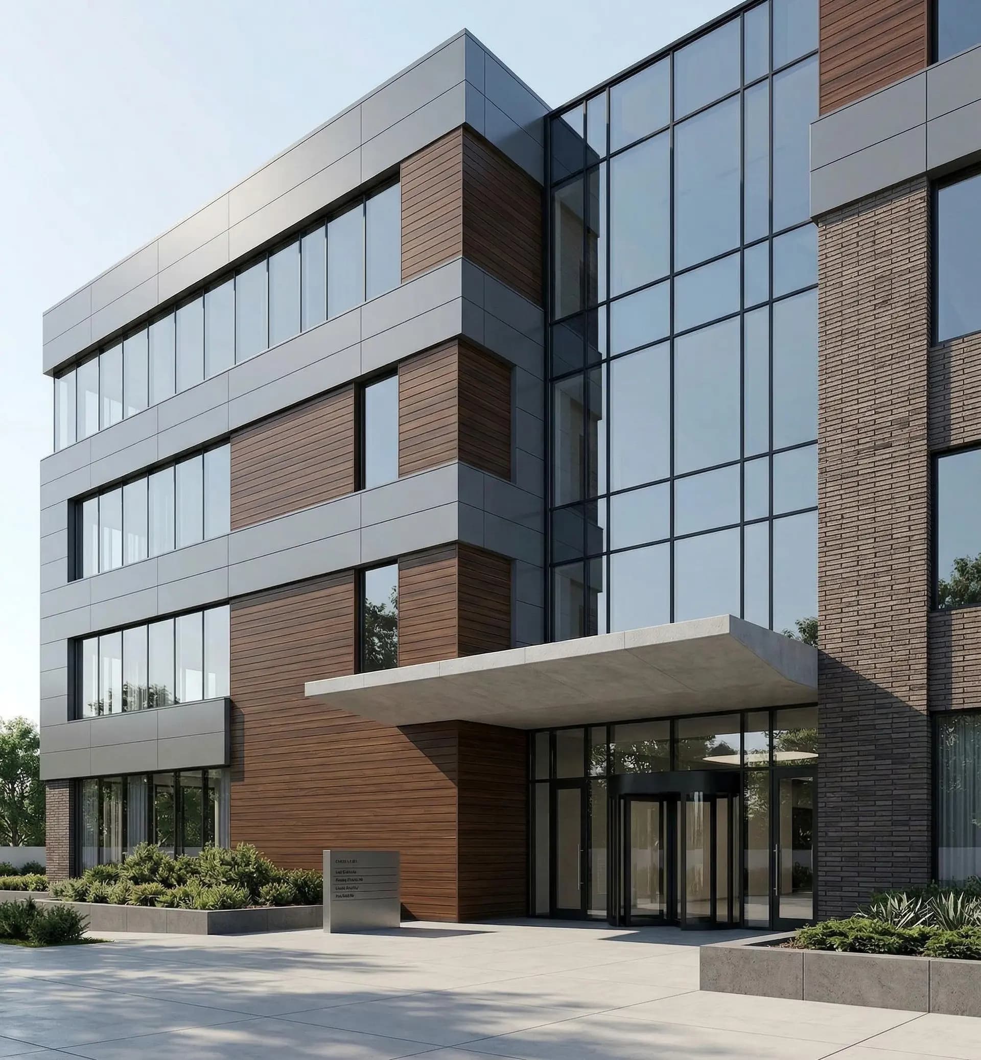 Mixed-Material Office Façade