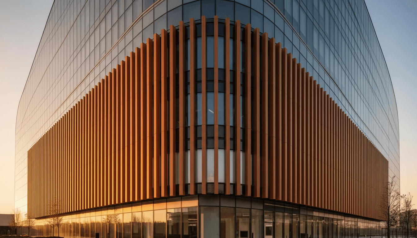 Aluminum battens on commercial building