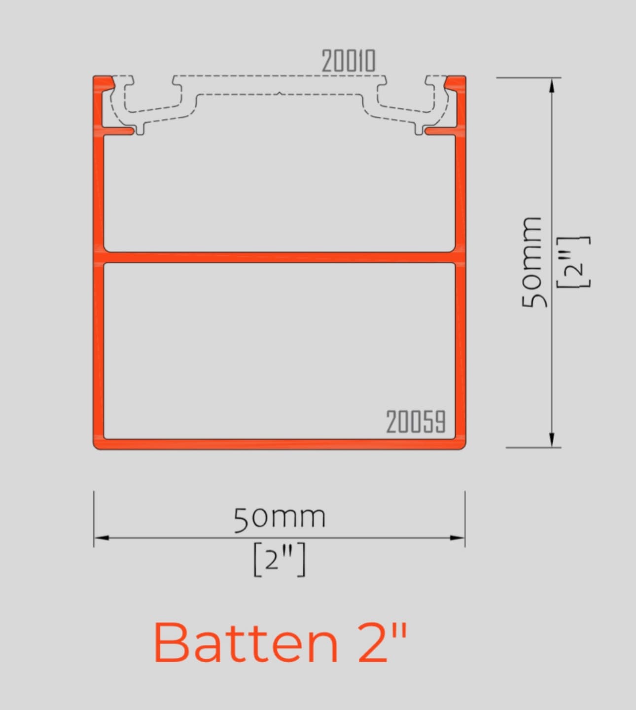 2" Standard Batten technical drawing