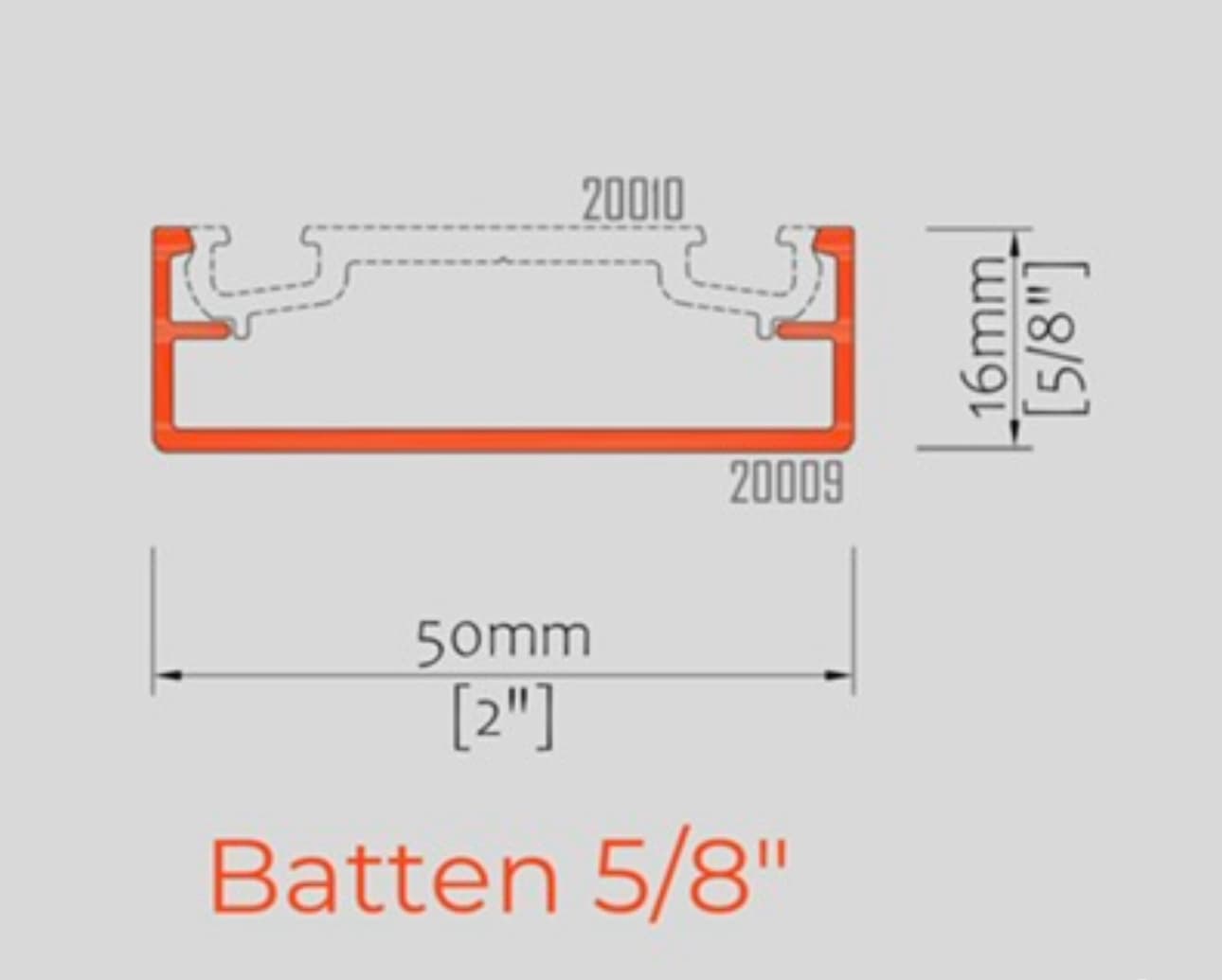 5/8" Standard Batten technical drawing