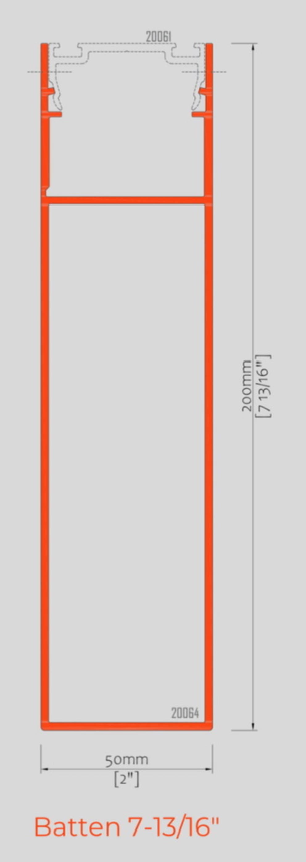 7-13/16" Standard Batten technical drawing