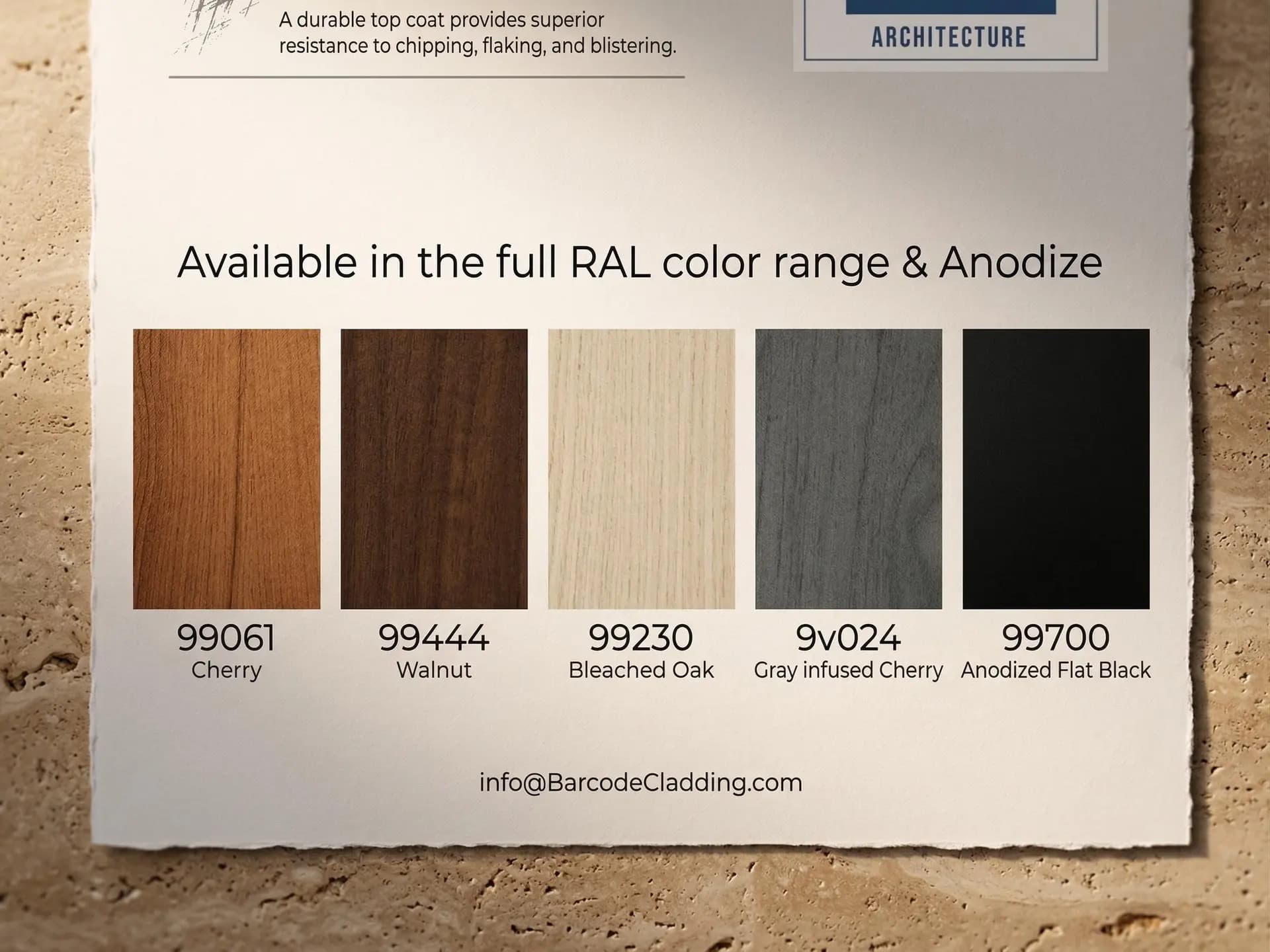 Available aluminum finish color codes