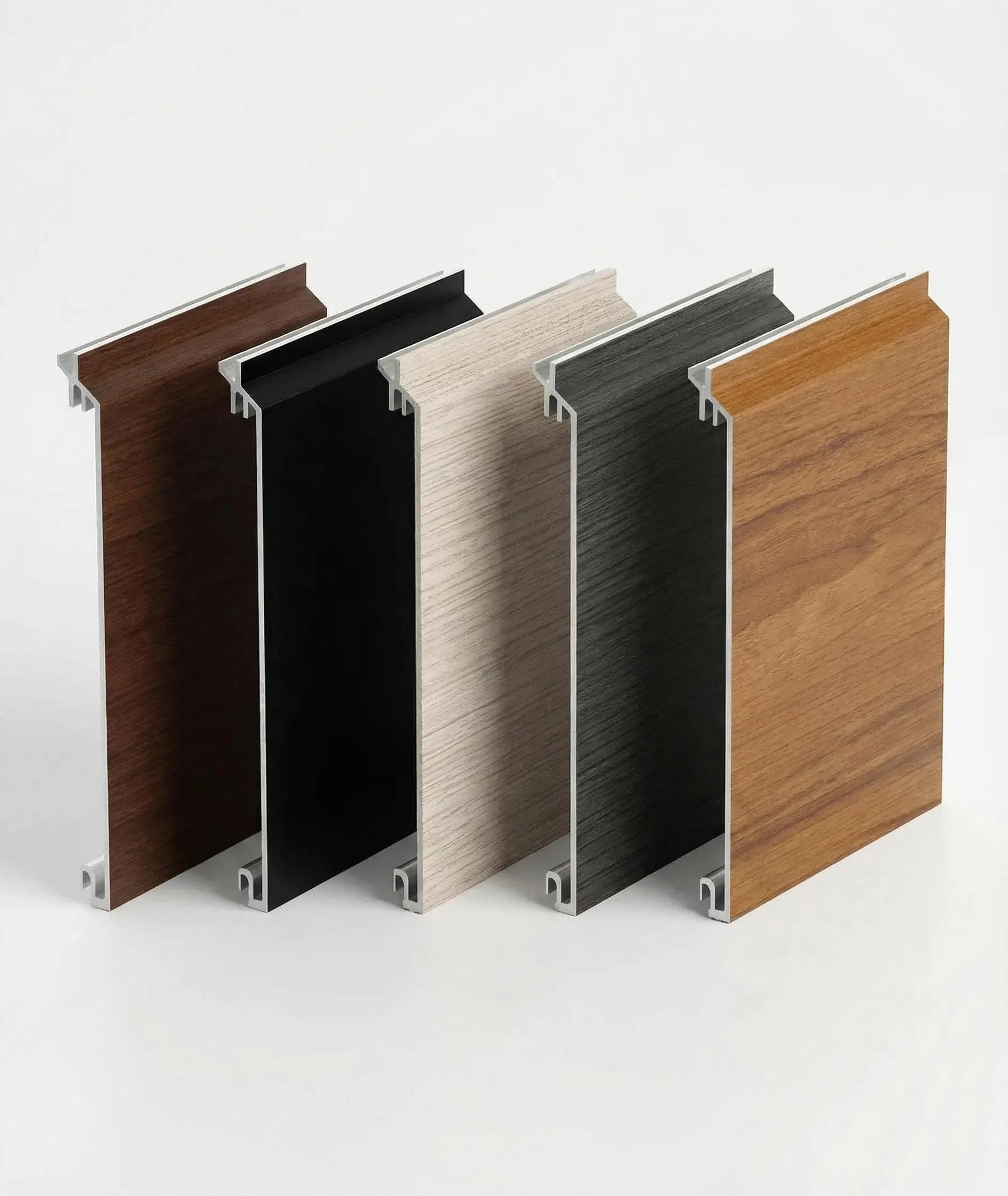 Sample Pack – Wood Grain + Black Finish aluminum cladding panels